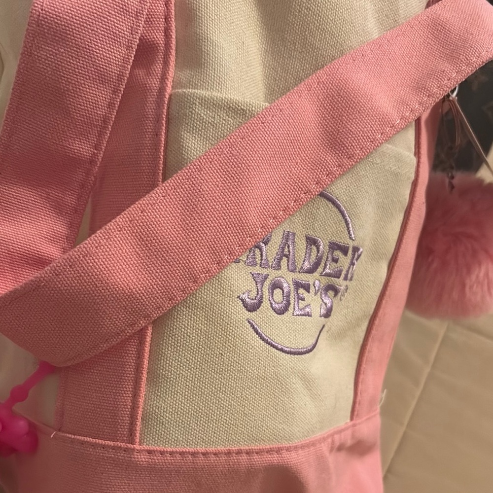 Trader Joe's Pink and Cream Tote Bag